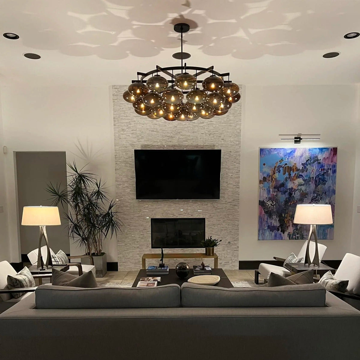 Bubble 60 Inch Amber Glass Bubble Chandelier