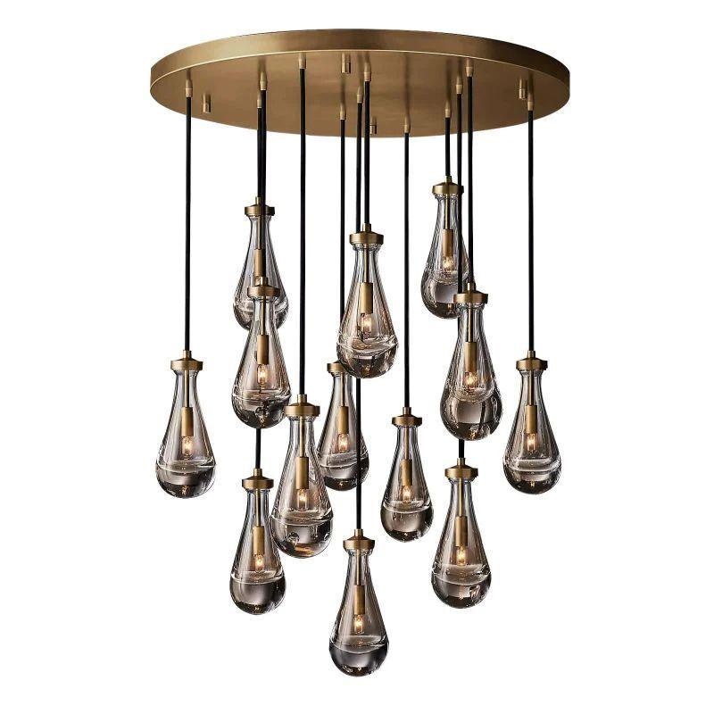 Rain Modern Round Glass Chandelier 36" - Dawn Lamps