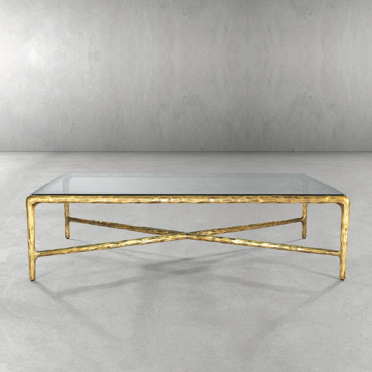 Thaddeus Forged Iron Square Glass Coffee Table - Dawn Lamps