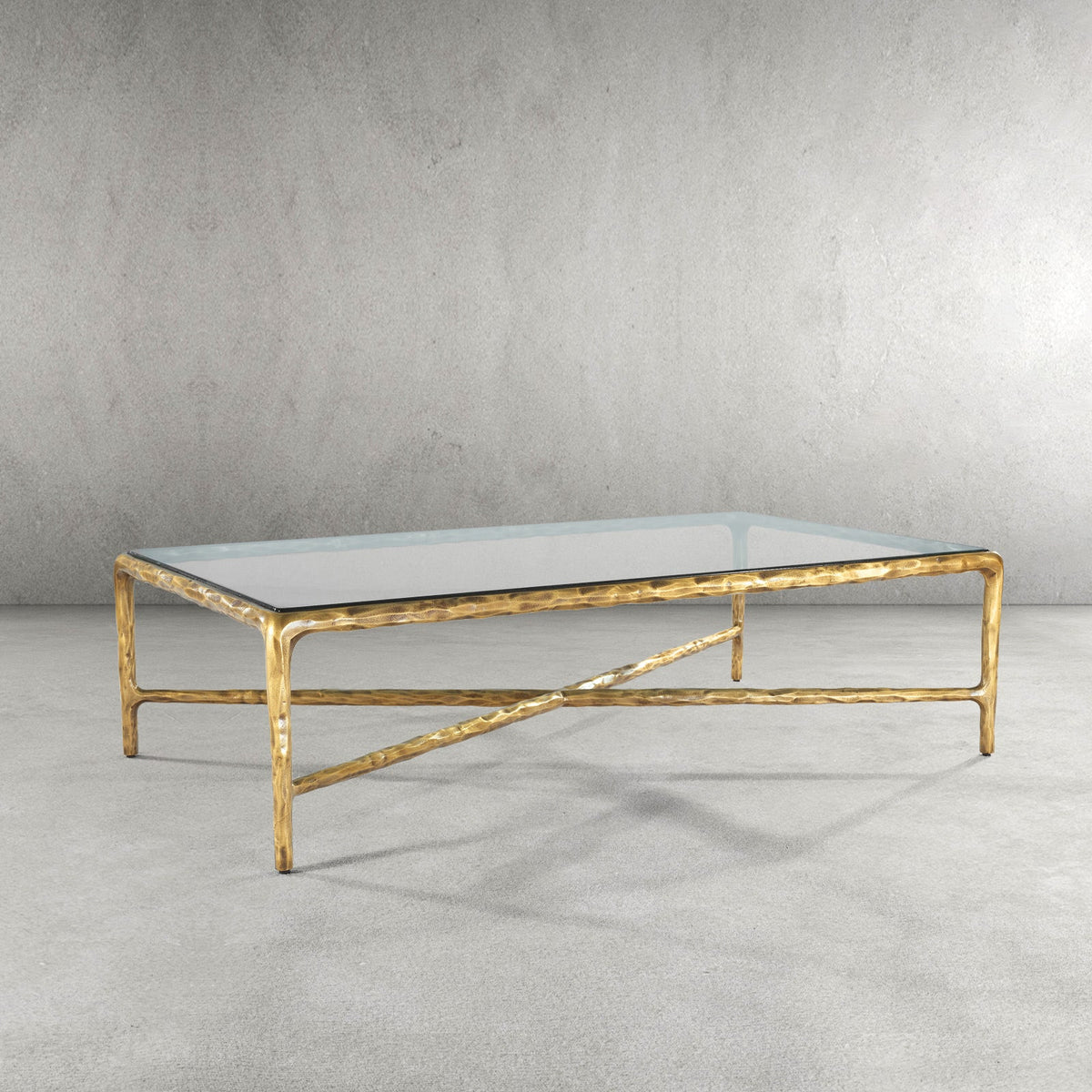 Thaddeus Forged Iron Square Glass Coffee Table - Dawn Lamps