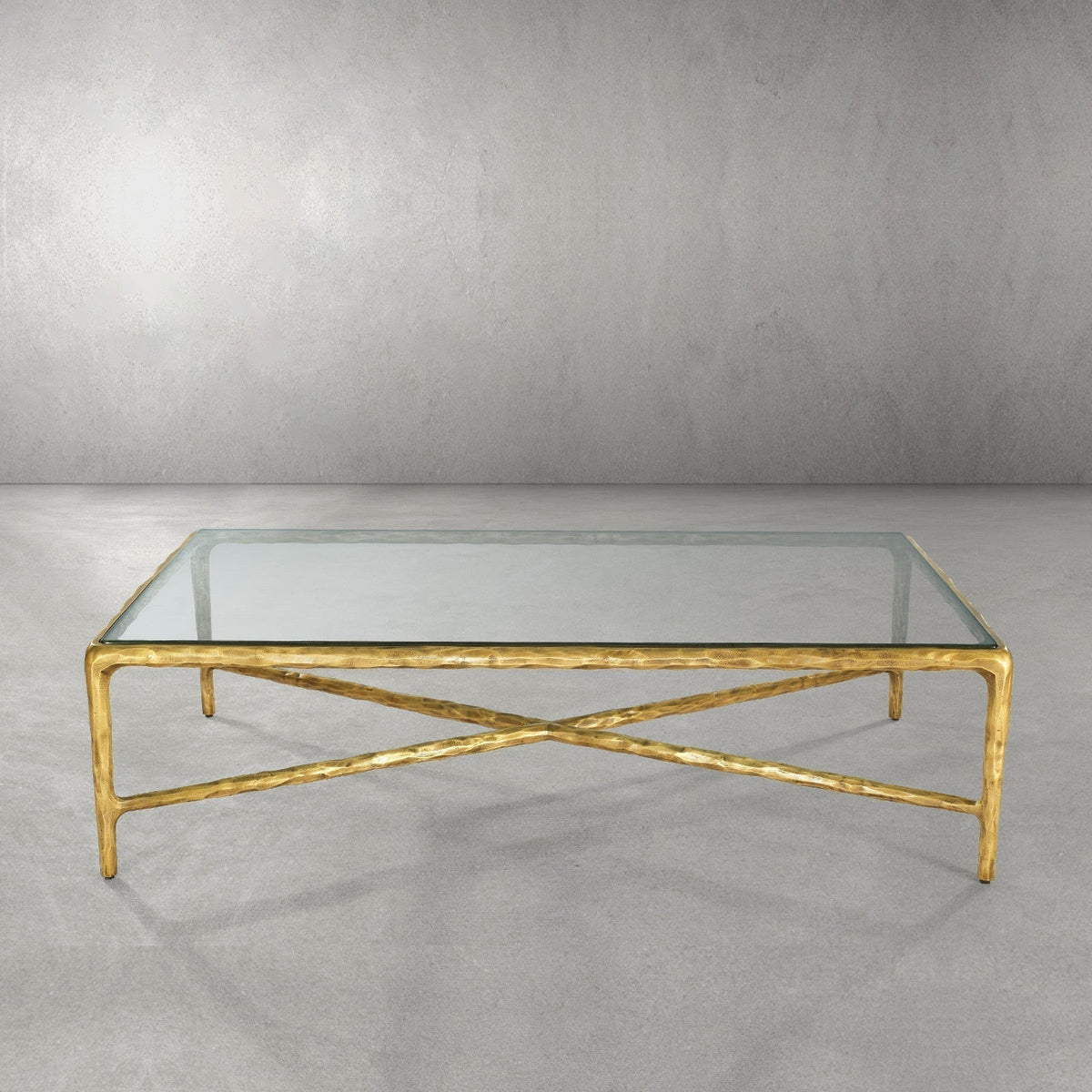 Thaddeus Forged Iron Square Glass Coffee Table - Dawn Lamps