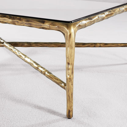 Thaddeus Forged Iron Square Glass Coffee Table - Dawn Lamps