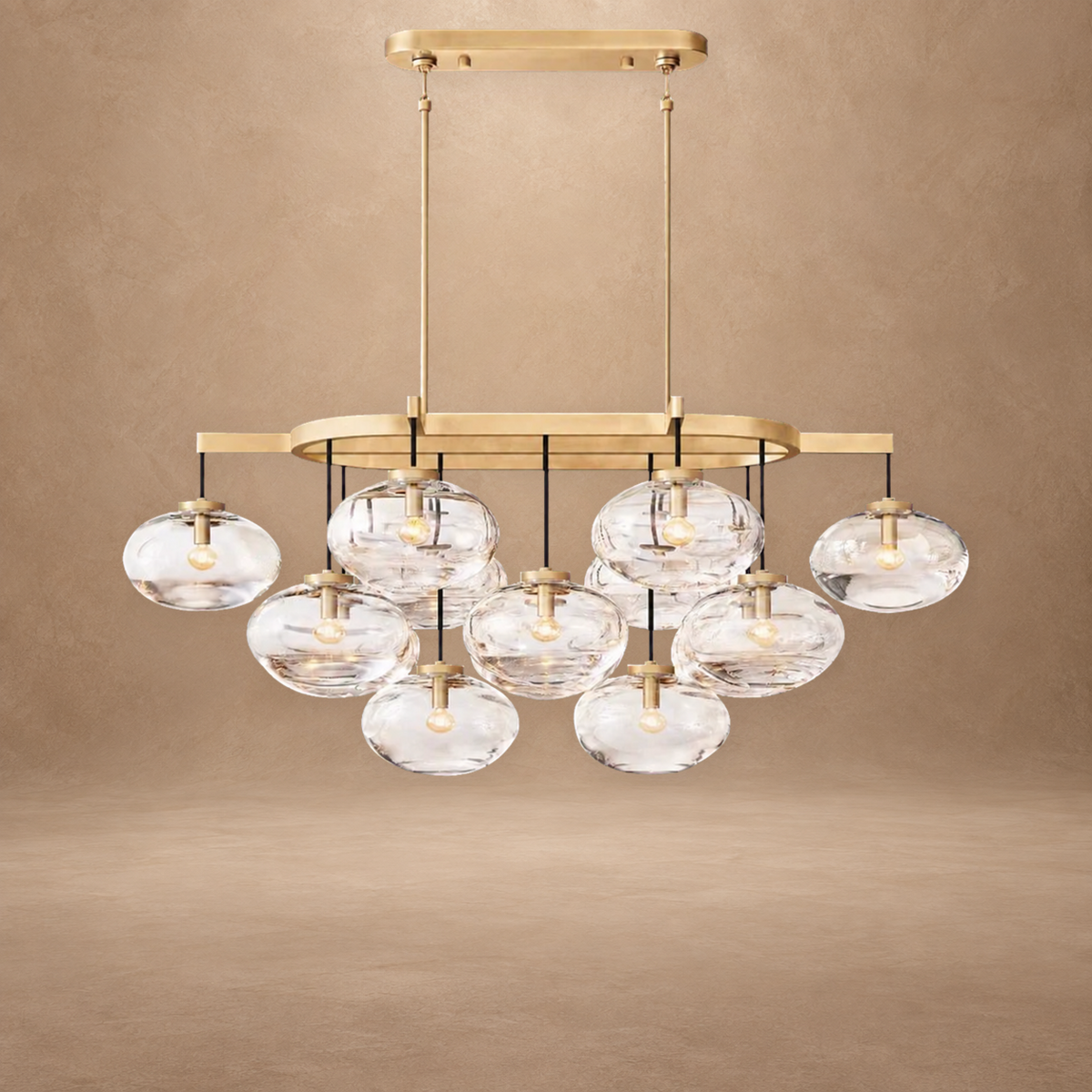 Bubble Clear Glass Linear Chandelier 54"