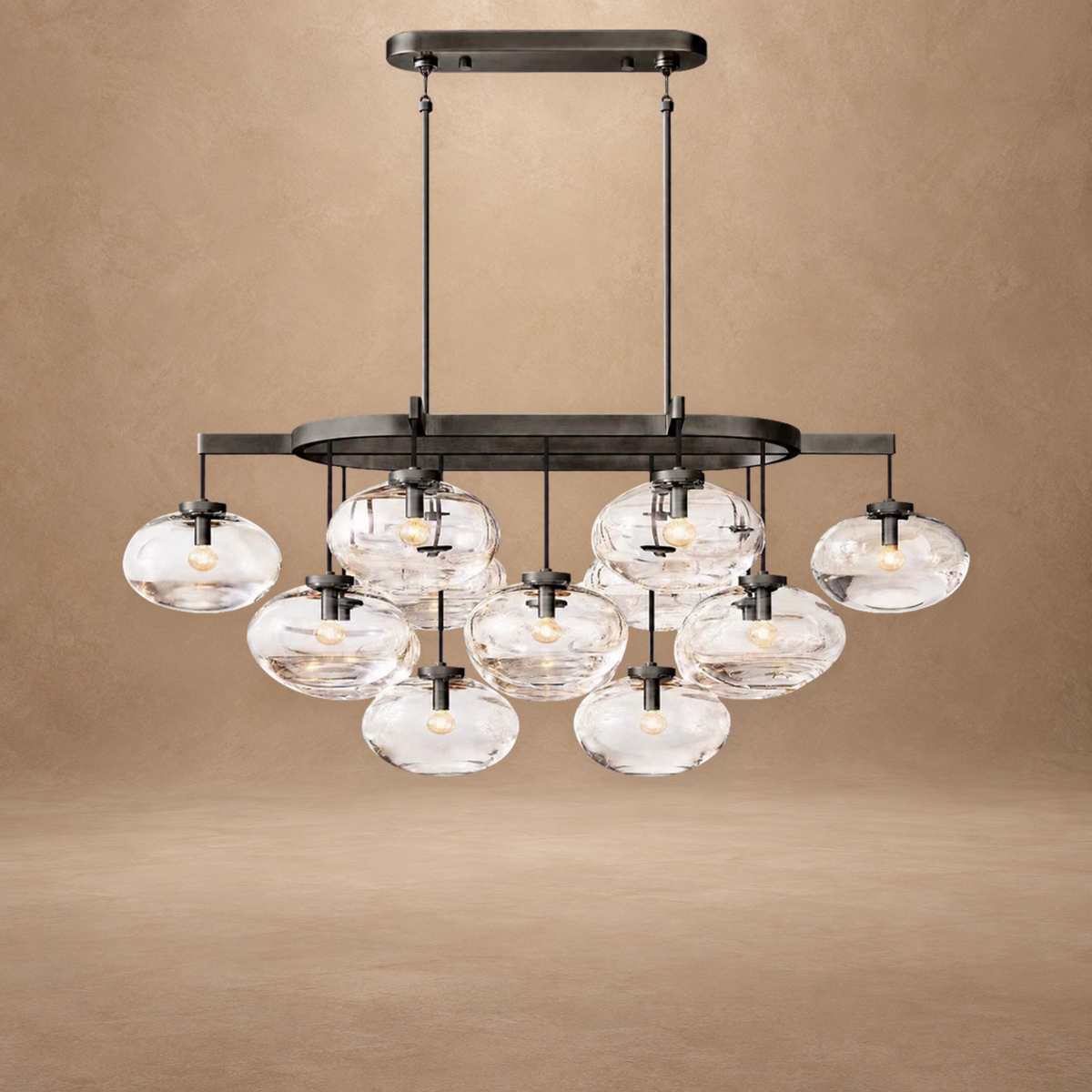 Bubble Clear Glass Linear Chandelier 54"