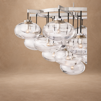 Bubble Clear Glass Round Chandelier 48"