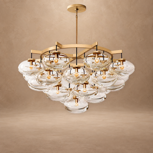 Bubble Clear Glass Round Chandelier 48"