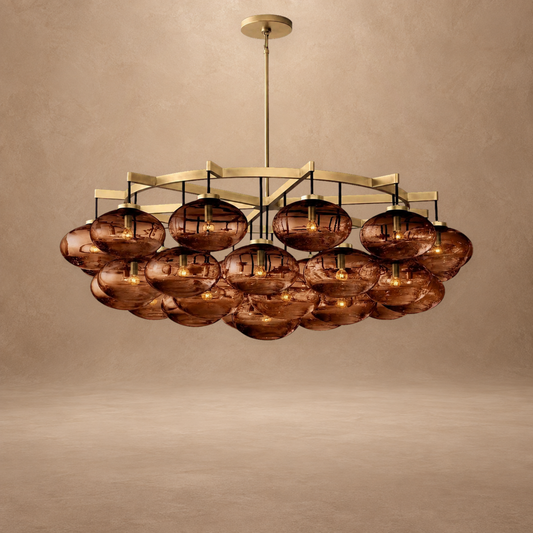 Bubble 60 Inch Amber Glass Bubble Chandelier
