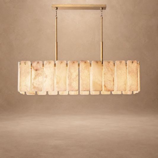 Drum Alabaster Rectangular Chandelier 60"W