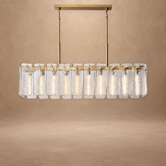 Drum Glass Rectangular Chandelier 60"W
