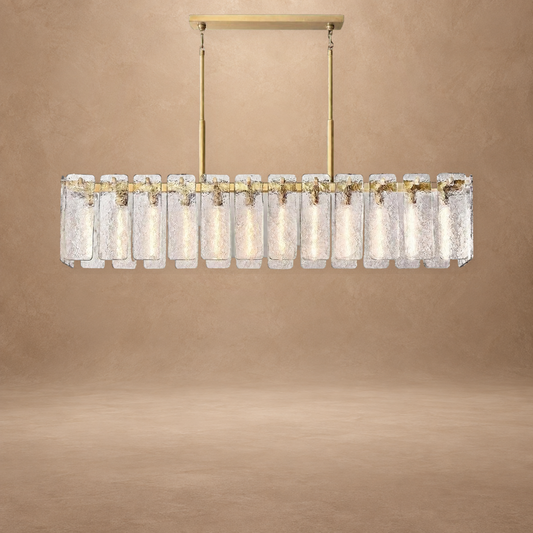 Drum Glass Rectangular Chandelier 72"W
