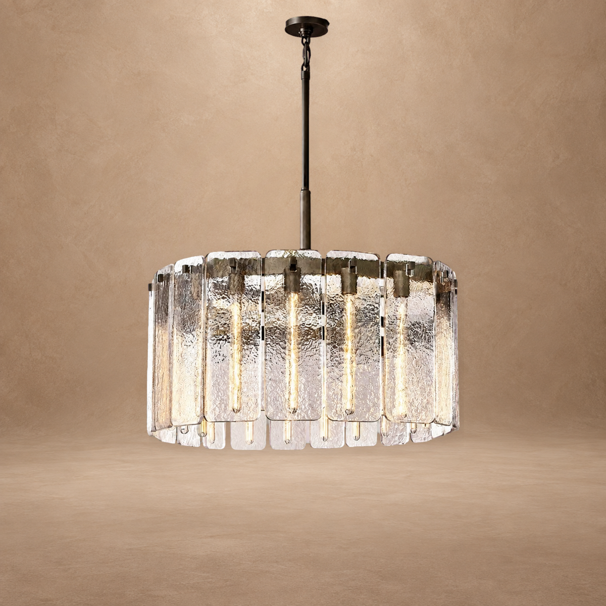 Drum Glass Round Chandelier 36"D