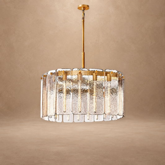 Drum Glass Round Chandelier 36"D