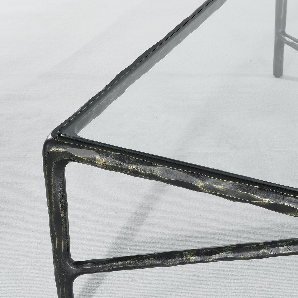 Thaddeus Forged Iron Square Glass Coffee Table - Dawn Lamps