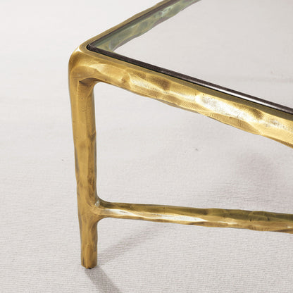 Thaddeus Forged Iron Square Glass Coffee Table - Dawn Lamps