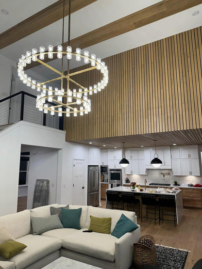 Arcachon Round 2-Tier Chandelier 60" For Dining Room Kitchen island - Dawn Lamps