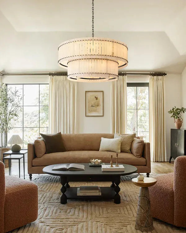 San Marco Alabaster Round 2-Tiered Chandelier - Dawn Lamps