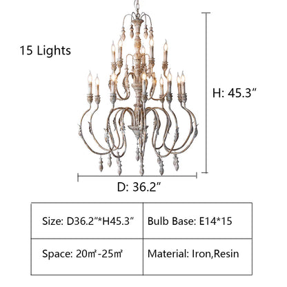 French Vintage Candle Chandelier for Living Room/Bedroom-Dawn Lamps