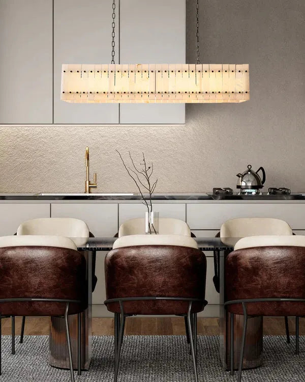 San Marco Alabaster Linear Chandelier 54" 72" - Dawn Lamps