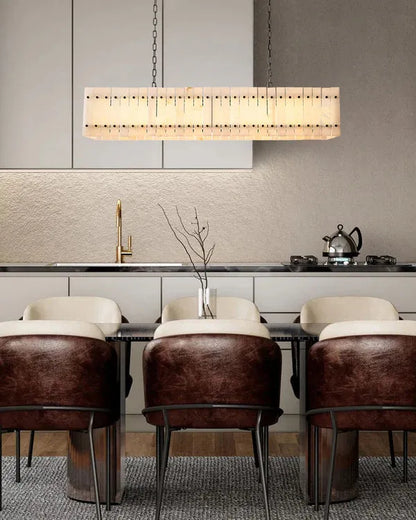 San Marco Alabaster Linear Chandelier 54" 72" - Dawn Lamps