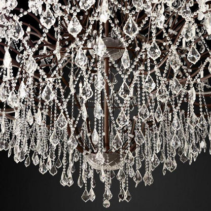 19th C. Rococo Iron & Crystal Round Chandelier 101" - Dawn Lamps