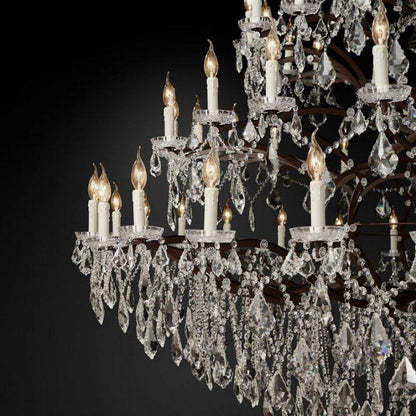 19th C. Rococo Iron & Crystal Round Chandelier 101" - Dawn Lamps