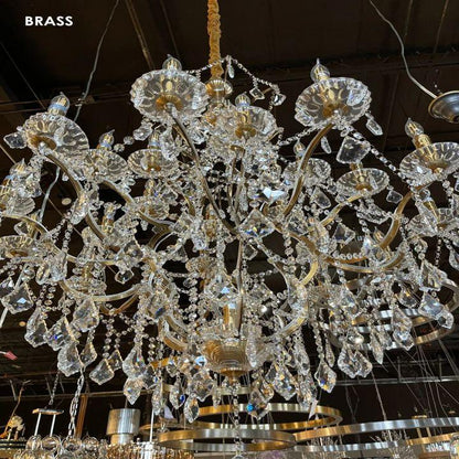 19th C. Rococo Iron & Crystal Round Chandelier 40" - Dawn Lamps