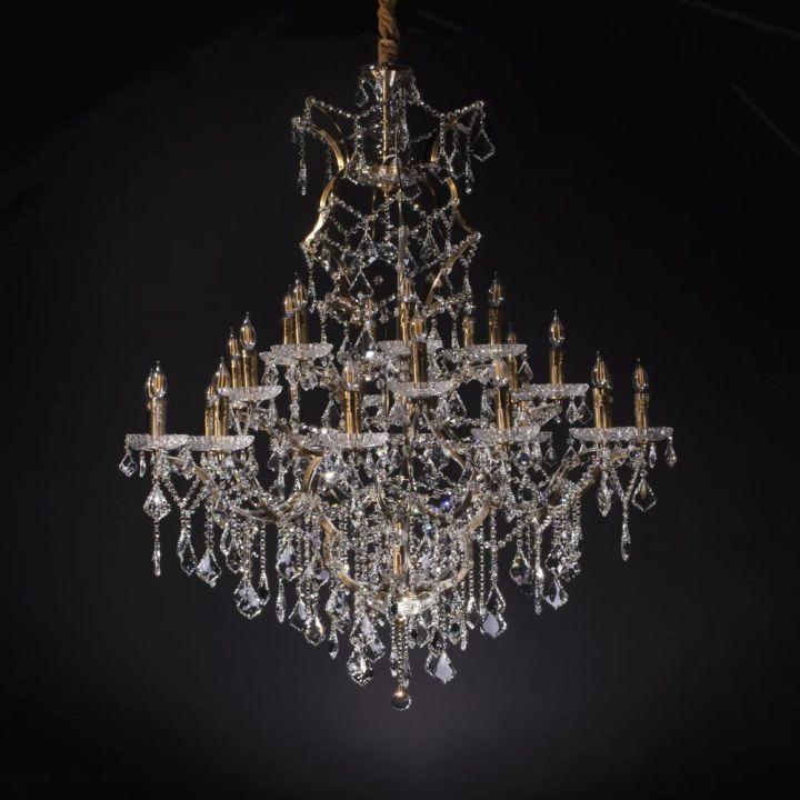 19th C. Rococo Iron & Crystal Round Chandelier 40" - Dawn Lamps
