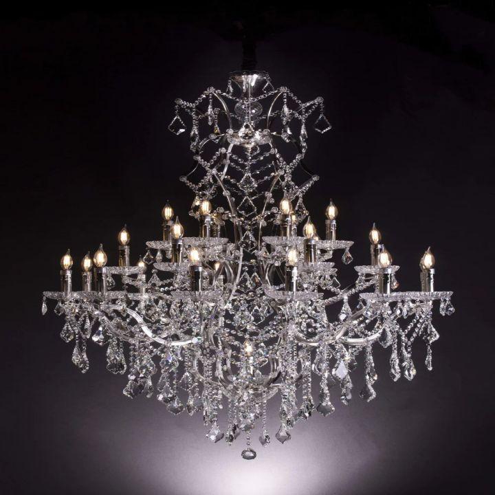 19th C. Rococo Iron & Crystal Round Chandelier 40" - Dawn Lamps
