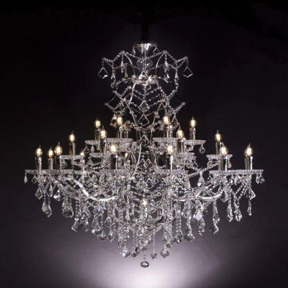 19th C. Rococo Iron & Crystal Round Chandelier 40" - Dawn Lamps