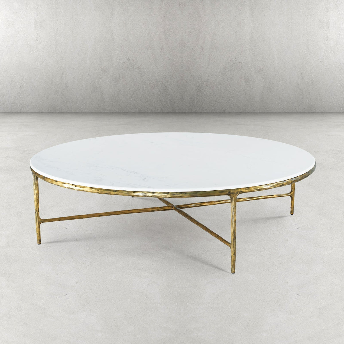 Thaddeus Forged Iron Marble Round Coffee Table 36" 55" - Dawn Lamps