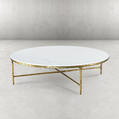 Thaddeus Forged Iron Marble Round Coffee Table 36" 55" - Dawn Lamps