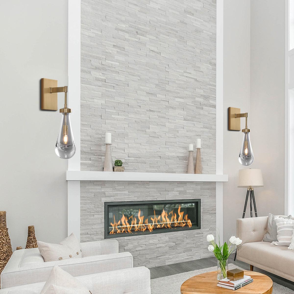 Rain Glass Wall Sconce Rod - Dawn Lamps
