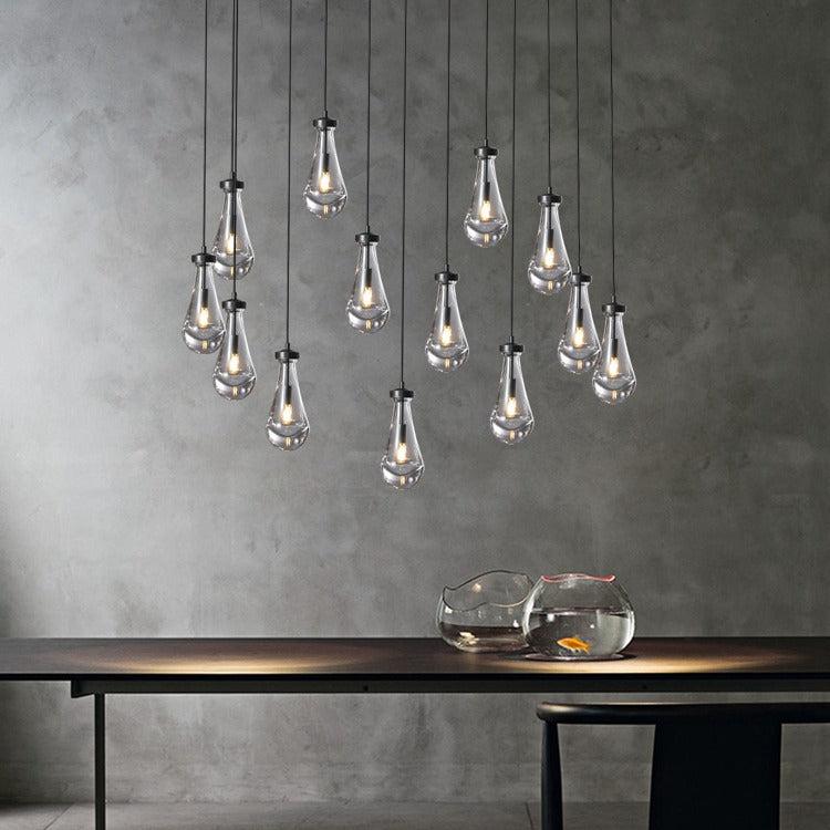 Rain Glass Modern Rectangular Chandelier 54" - Dawn Lamps