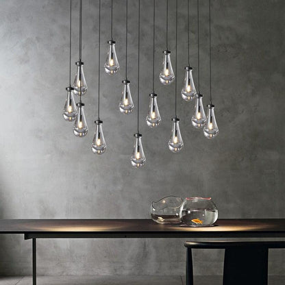 Rain Glass Modern Rectangular Chandelier 54" - Dawn Lamps