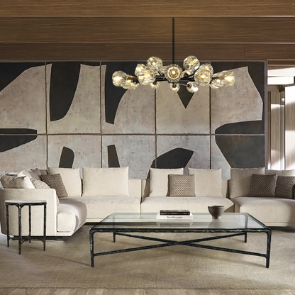 Thaddeus Forged Iron Square Glass Coffee Table - Dawn Lamps