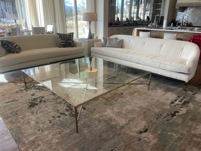 Thaddeus Forged Iron Square Glass Coffee Table - Dawn Lamps