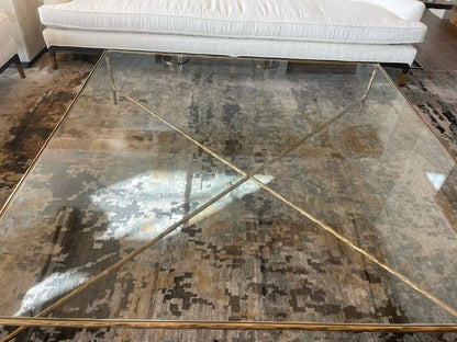 Thaddeus Forged Iron Square Glass Coffee Table - Dawn Lamps