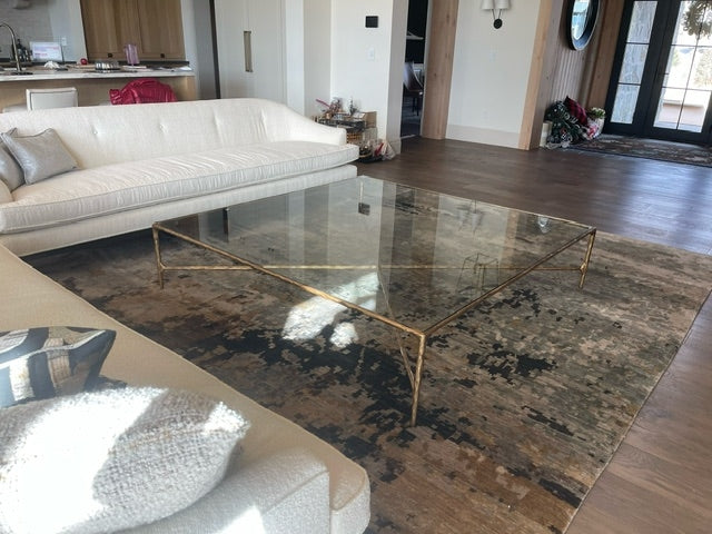 Thaddeus Forged Iron Square Glass Coffee Table - Dawn Lamps