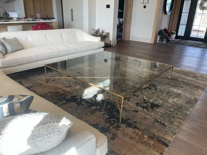 Thaddeus Forged Iron Square Glass Coffee Table - Dawn Lamps