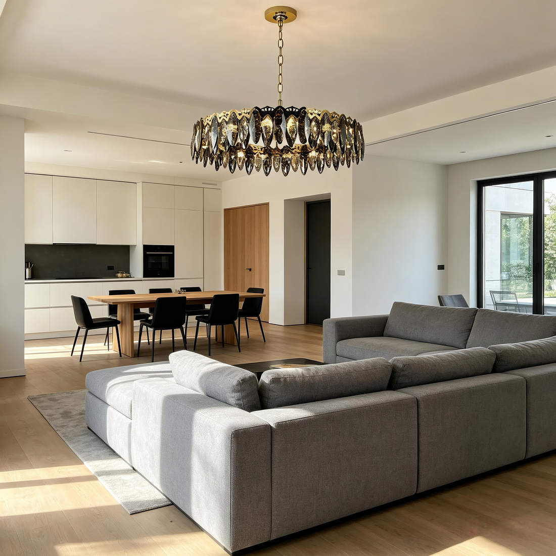 Solenne Modern Smoke Glass Round Chandelier