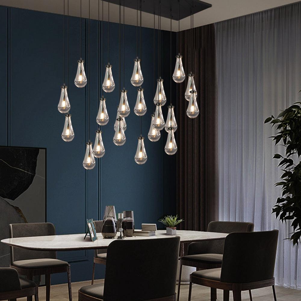 Rain Modern Rectangular Glass Chandelier 72" - Dawn Lamps