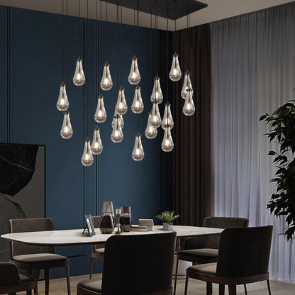 Rain Modern Rectangular Glass Chandelier 72" - Dawn Lamps