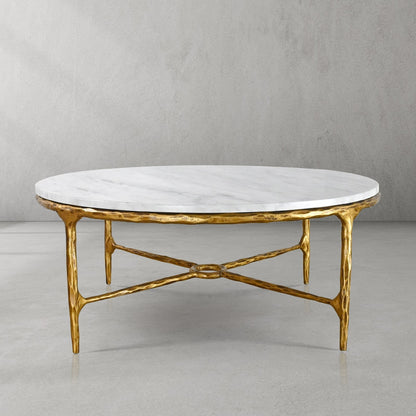 Thaddeus Forged Iron Marble Round Coffee Table 36" 55" - Dawn Lamps