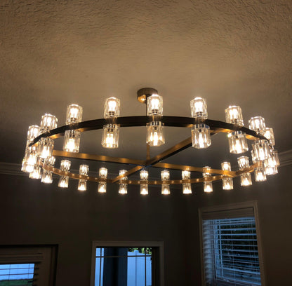 Arcachon Round Glass Chandelier 60" For Living Room - Dawn Lamps