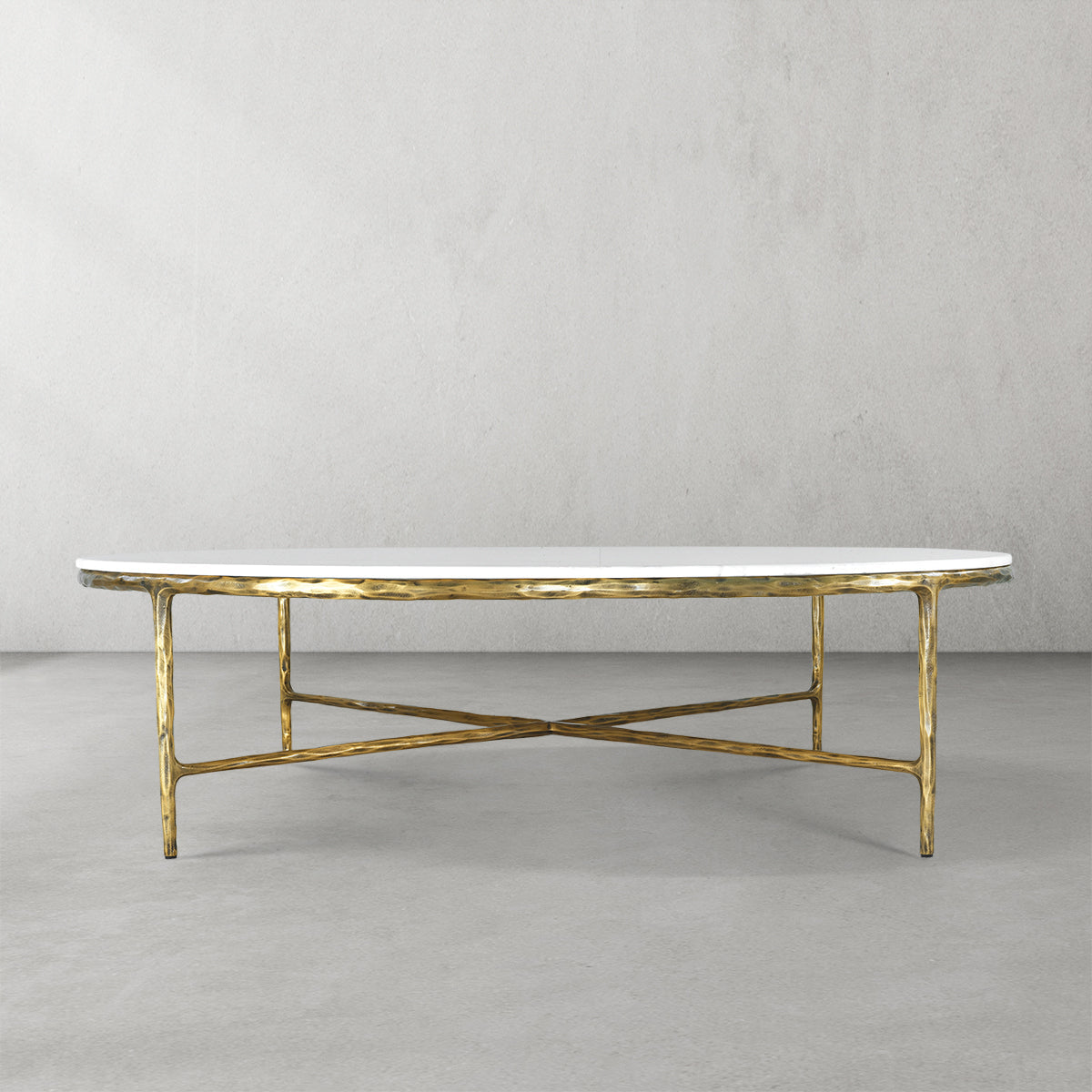 Thaddeus Forged Iron Marble Round Coffee Table 36" 55" - Dawn Lamps