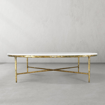 Thaddeus Forged Iron Marble Round Coffee Table 36" 55" - Dawn Lamps