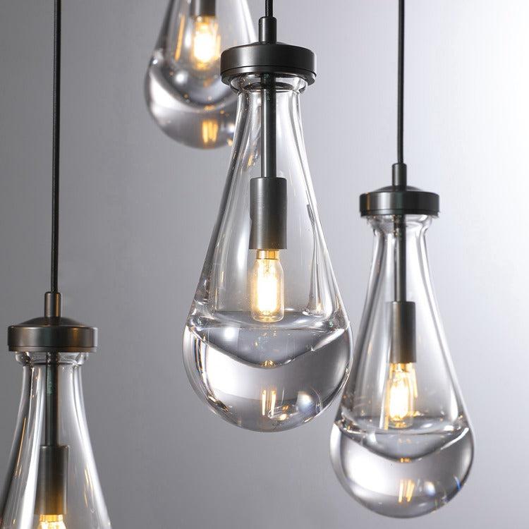 Rain Glass Modern Rectangular Chandelier 54" - Dawn Lamps