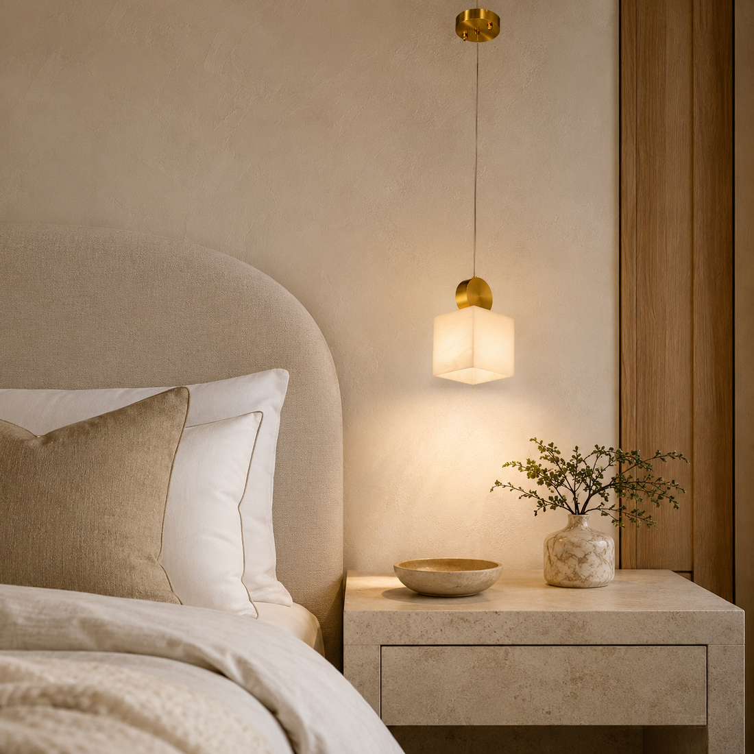 Elara Modern Alabaster Cube Pendant Light