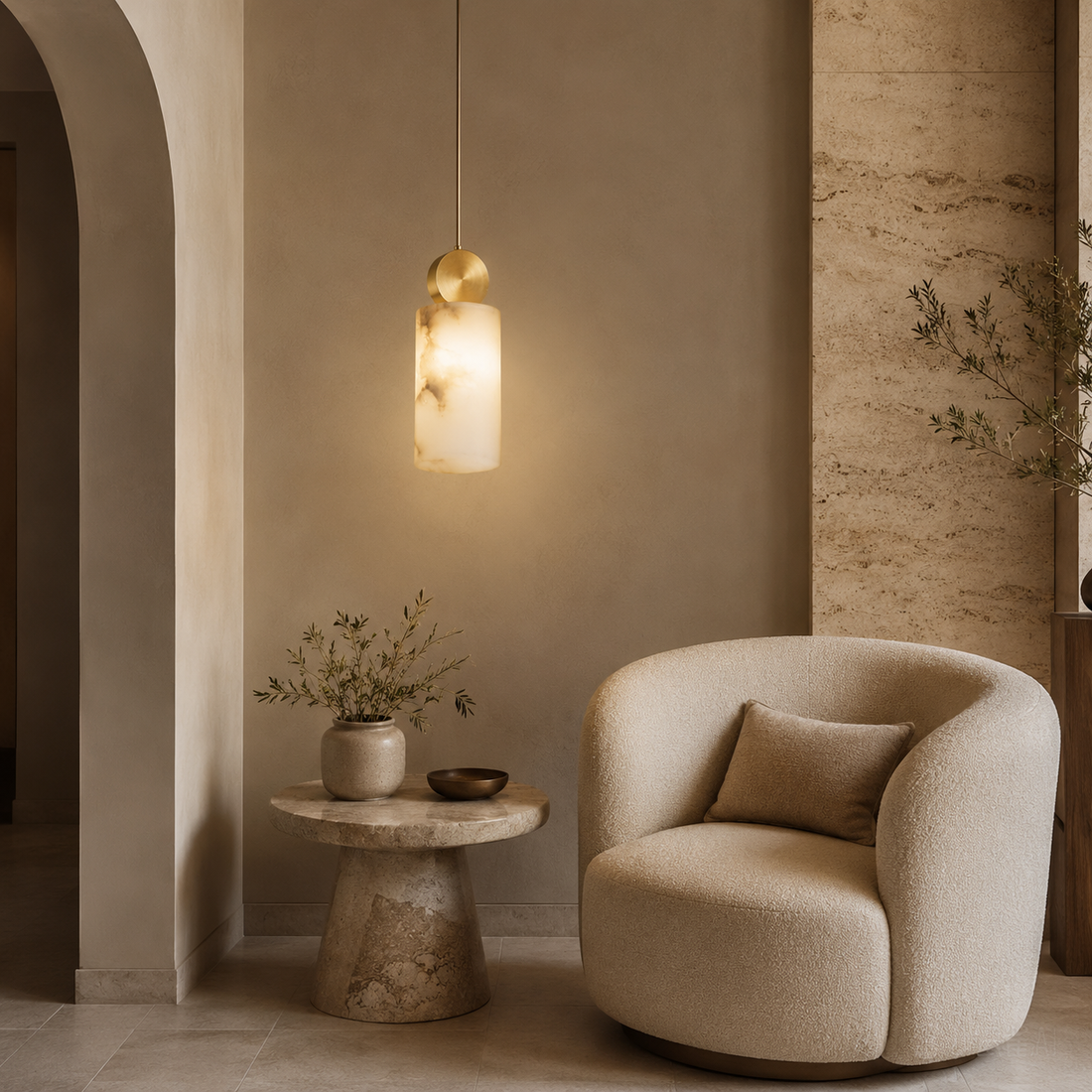 Aveline Modern Alabaster Cylinder Pendant Light