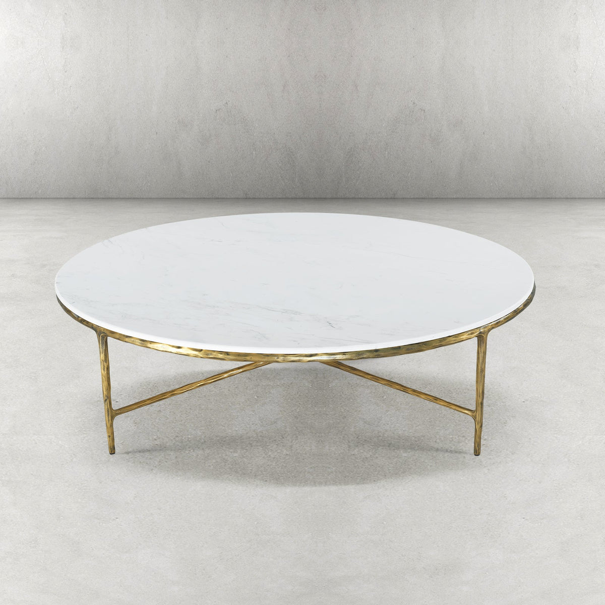 Thaddeus Forged Iron Marble Round Coffee Table 36" 55" - Dawn Lamps